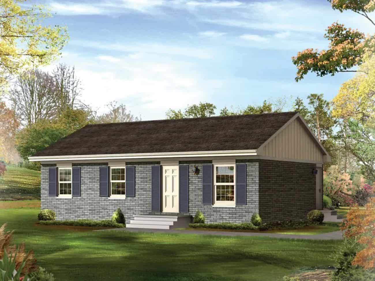 Farmhouse House Plan - 3 Bedrms, 1 Baths - 1000 Sq Ft - #138-1442