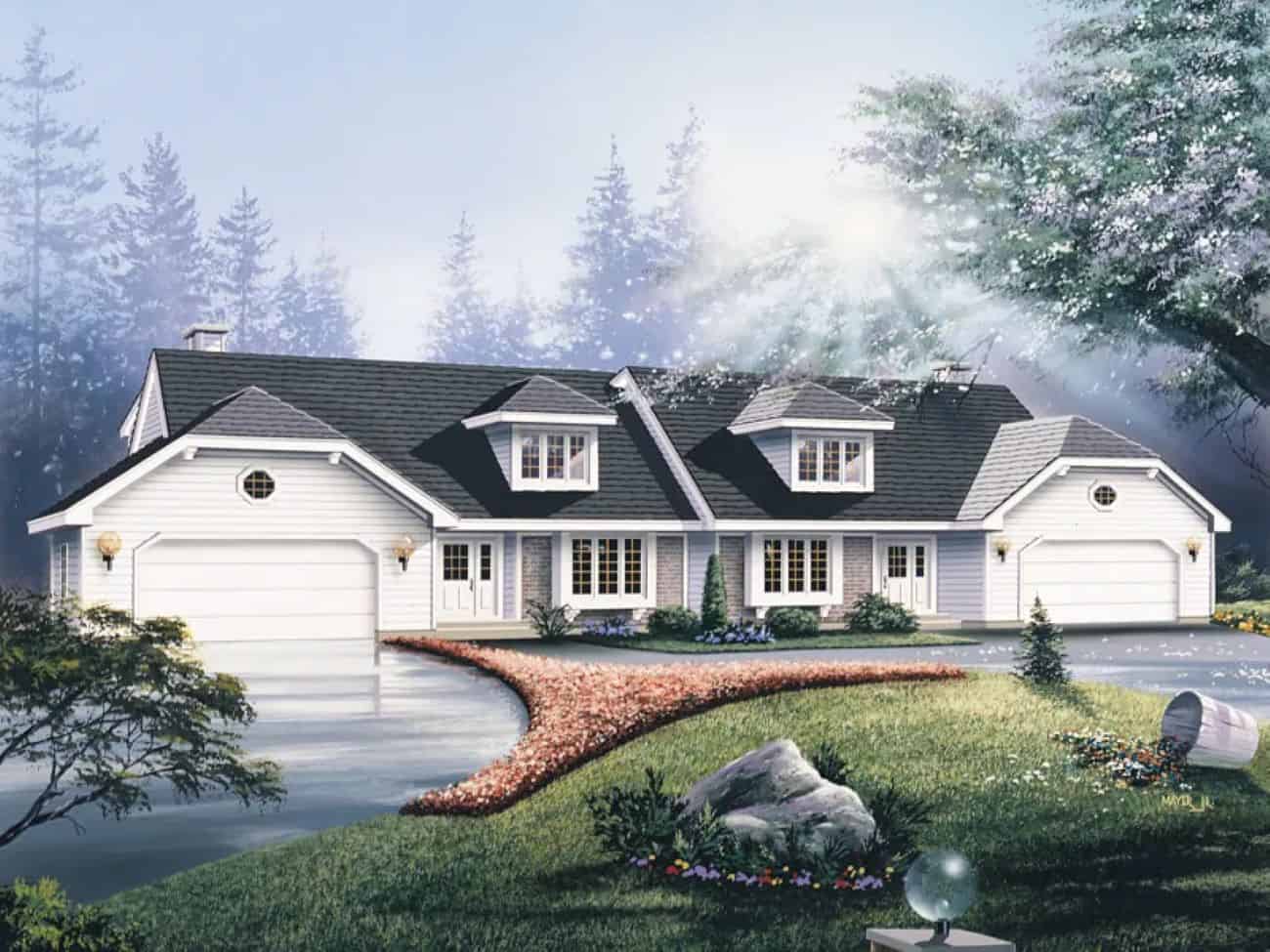 6-Bedroom, 3674 Sq Ft Duplex Plan #138-1468 - Main Exterior