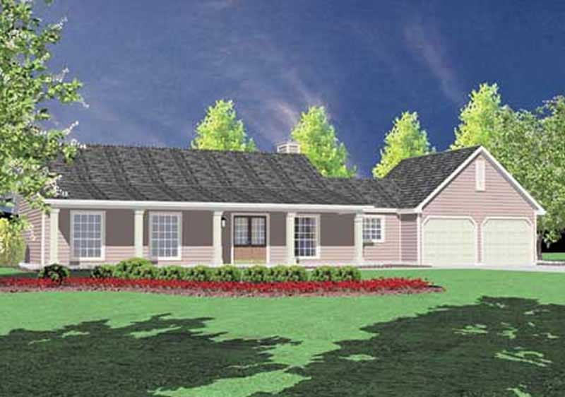 3-Bedroom, 1400 Sq Ft Ranch Home Plan - 139-1052 - Main Exterior