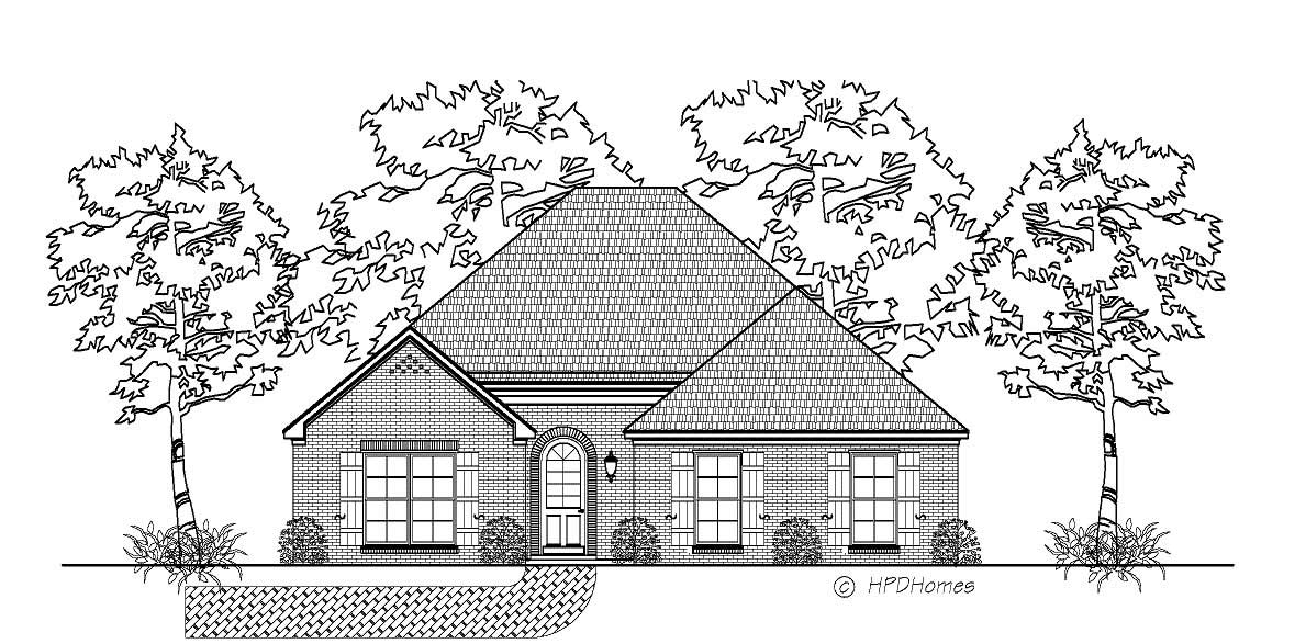 3-Bedroom, 1836 Sq Ft European House Plan - 140-1067 - Front Exterior