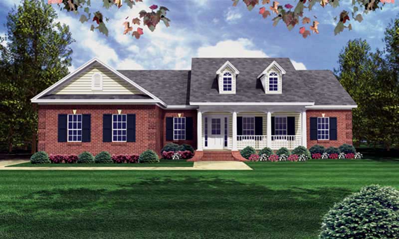 3-Bedroom, 1508 Sq Ft Country Home Plan - 141-1012 - Main Exterior