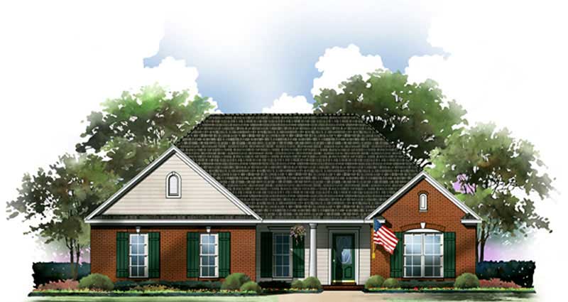 3-Bedroom, 1601 Sq Ft European House Plan - 141-1191 - Front Exterior