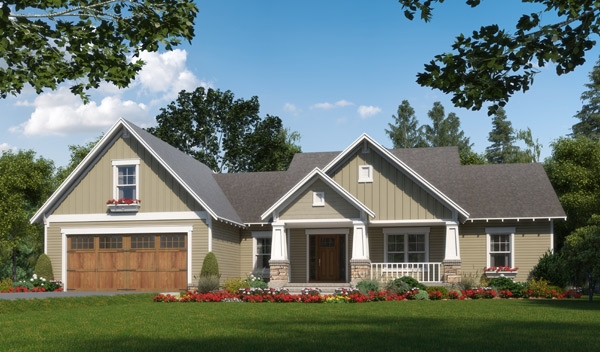 3-Bedroom, 2001 Sq Ft Craftsman Home Plan - 141-1271 - Main Exterior