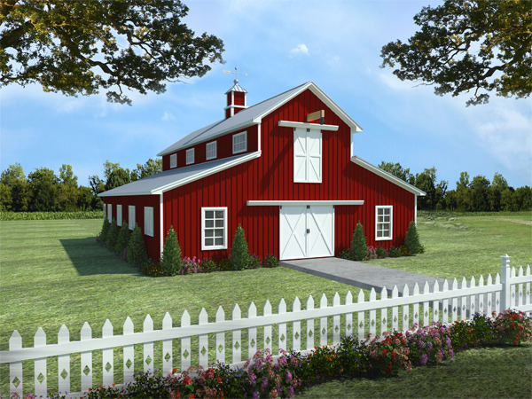 1-Bedroom, 3094 Sq Ft Barndominium House Plan - 141-1300 - Front Exterior