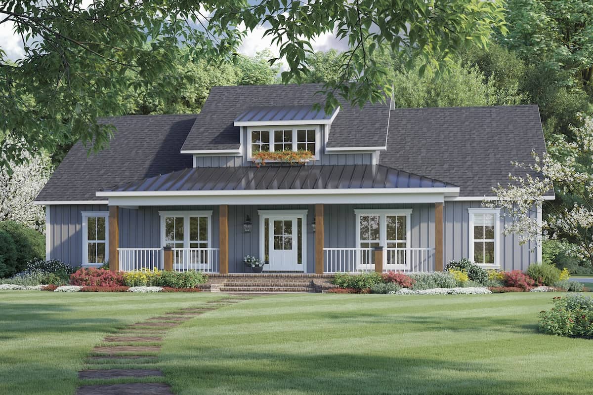 3-Bedroom, 2041 Sq Ft Modern Farmhouse Home Plan - 141-1321 - Main Exterior