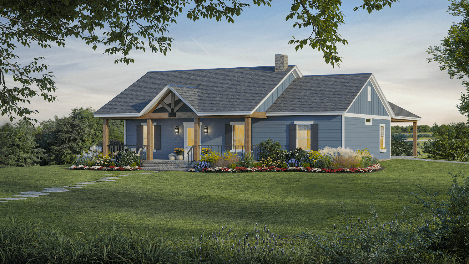 3-Bedroom, 1430 Sq Ft Ranch Home Plan - 141-1326 - Main Exterior