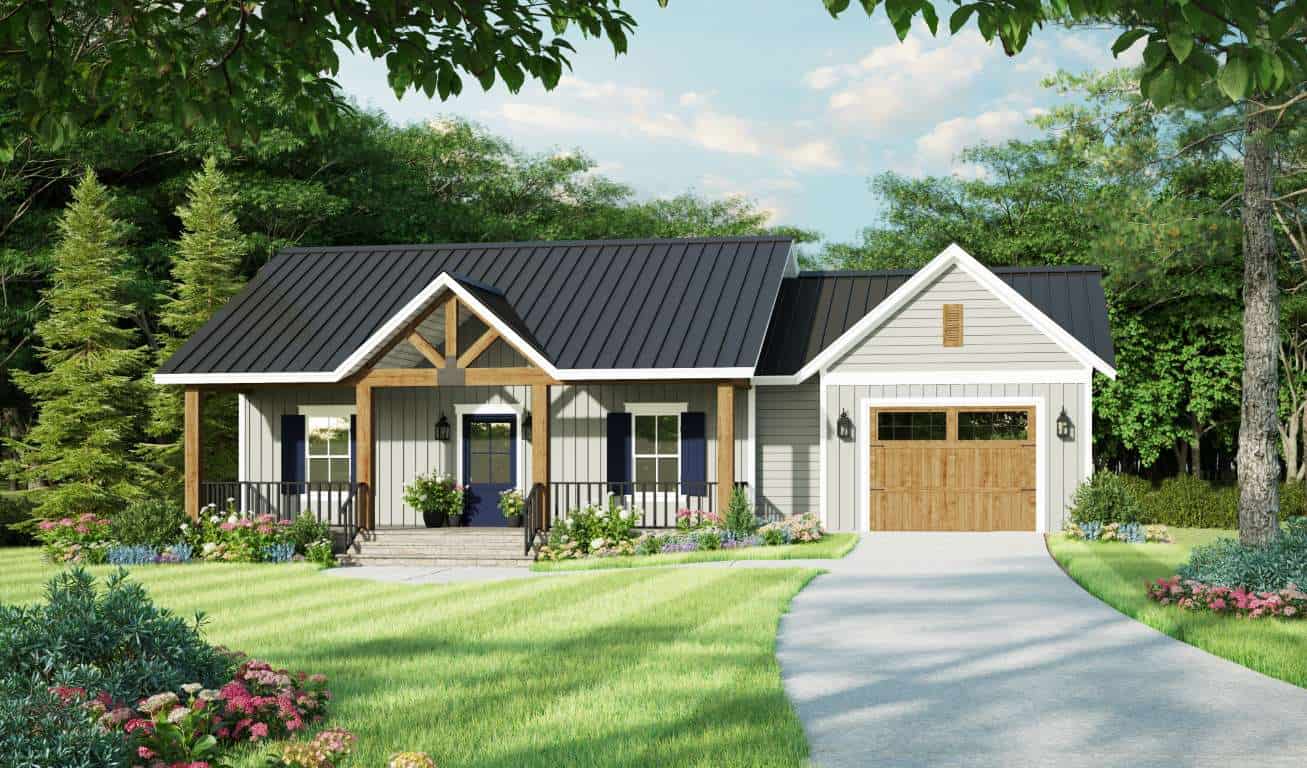 1-Bedroom, 945 Sq Ft Farmhouse House Plan - 141-1328 - Front Exterior