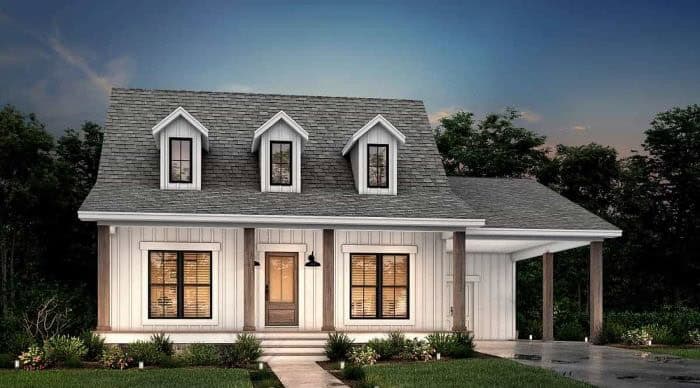 2-Bedroom, 900 Sq Ft Cape Cod Home Plan - 142-1036 - Main Exterior