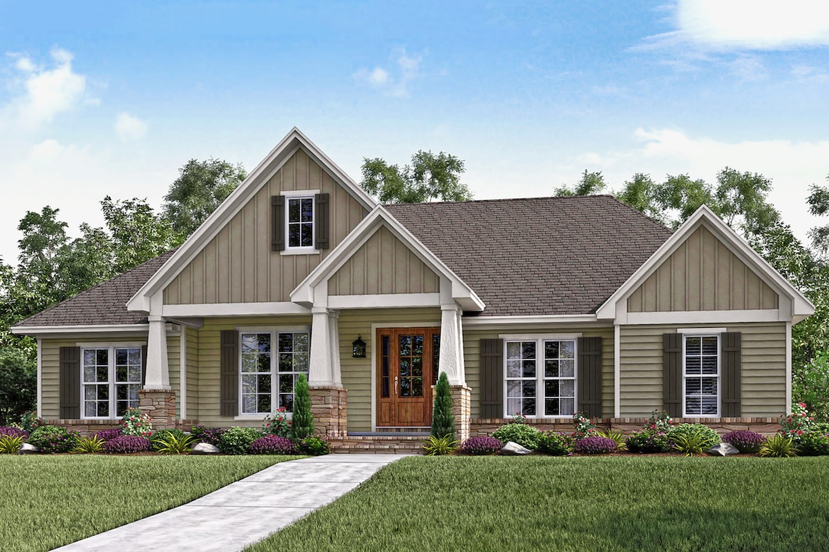 3-Bedroom, 2151 Sq Ft Country House Plan - 142-1159 - Front Exterior
