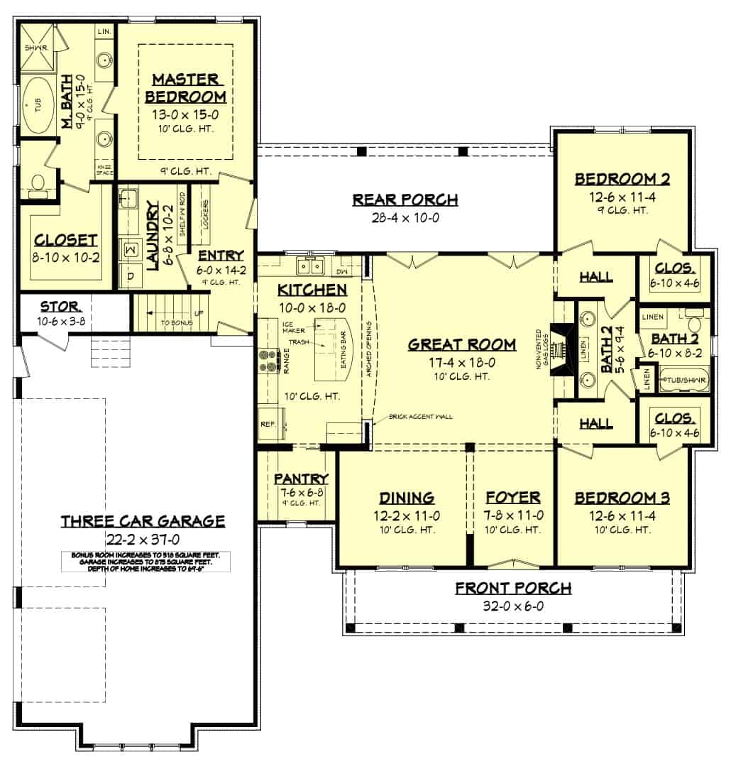 3-Car Garage Option Layout
