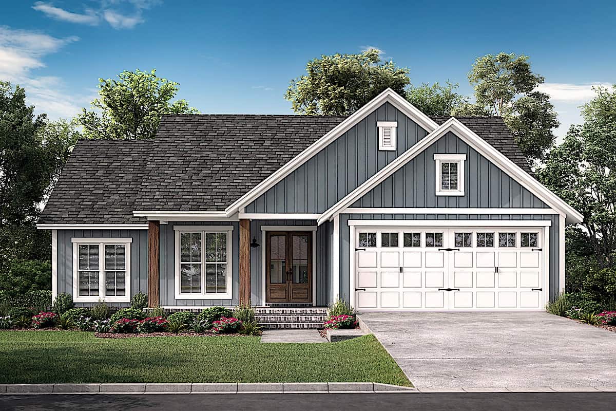 3-Bedroom, 1521 Sq Ft Ranch House - Plan #142-1229 - Front Exterior