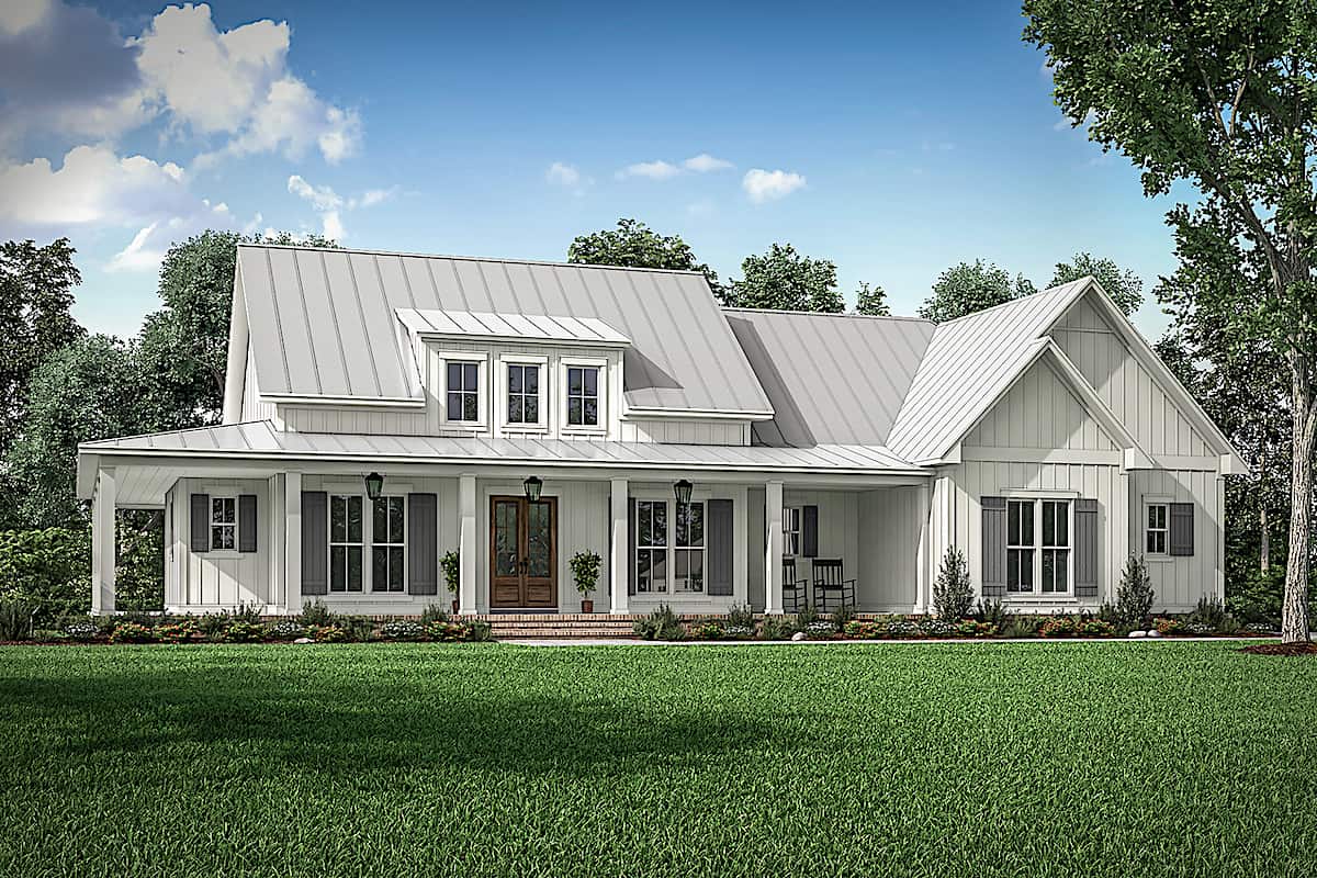 3-Bedroom, 2395 Sq Ft Farmhouse Home Plan - 142-1243 - Main Exterior