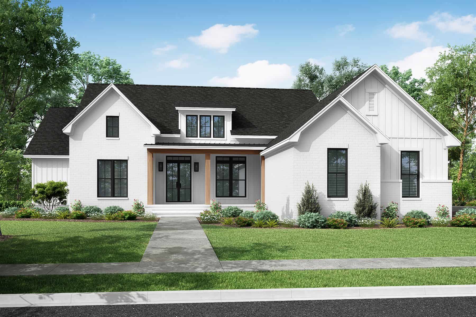 4-Bedroom, 3055 Sq Ft Contemporary House Plan - 142-1439 - Front Exterior