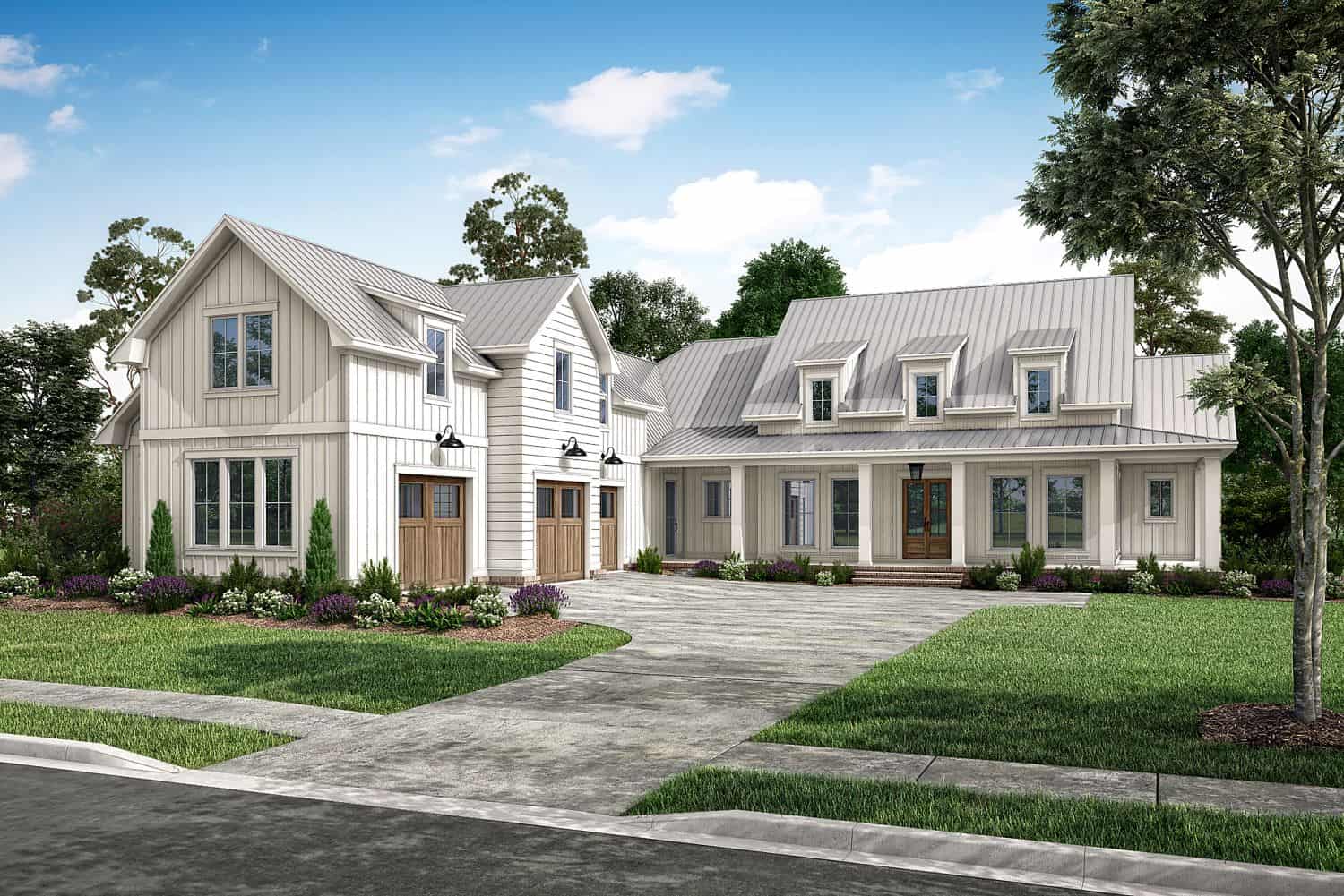 4-Bedroom, 3858 Sq Ft Farmhouse Home Plan - 142-1458 - Main Exterior