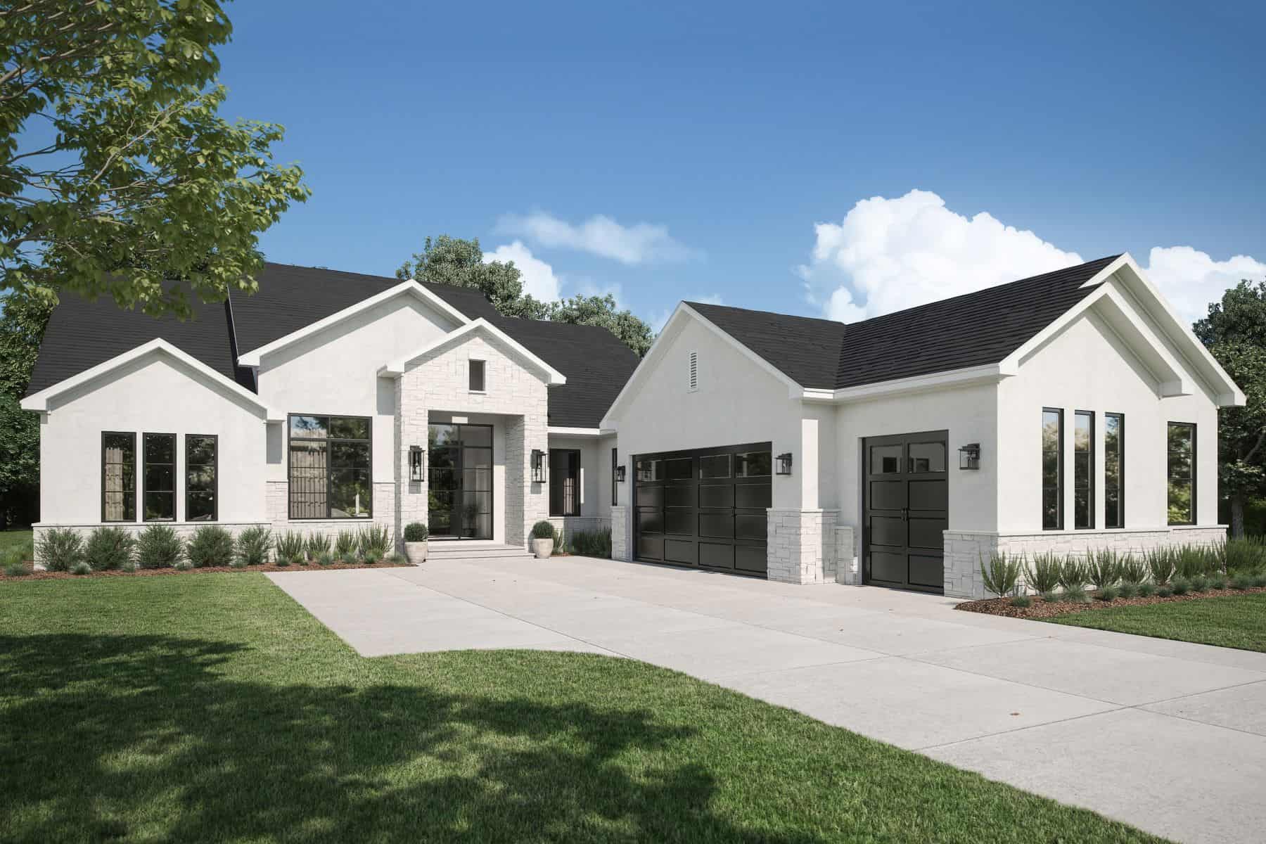 3-Bedroom, 2726 Sq Ft Transitional Home Plan - 142-1460 - Main Exterior