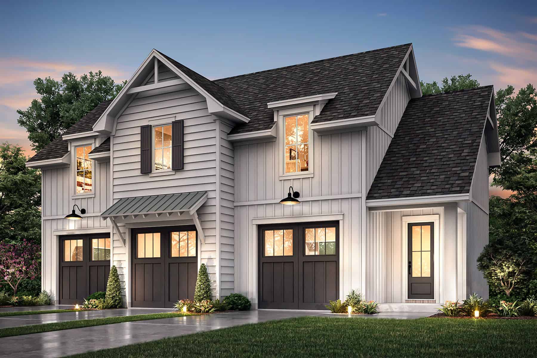2-Bedroom, 1219 Sq Ft Garage w/Apartments House Plan - 142-1469 - Front Exterior