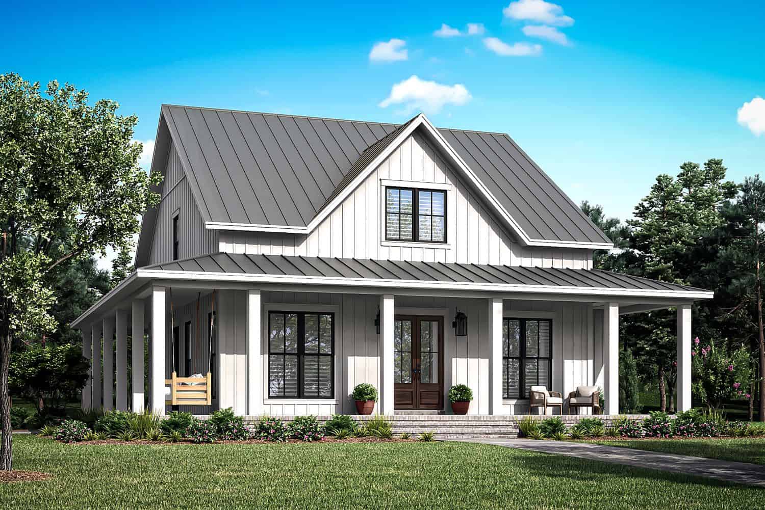 4-Bedroom, 2235 Sq Ft Farmhouse Home Plan - 142-1477 - Main Exterior