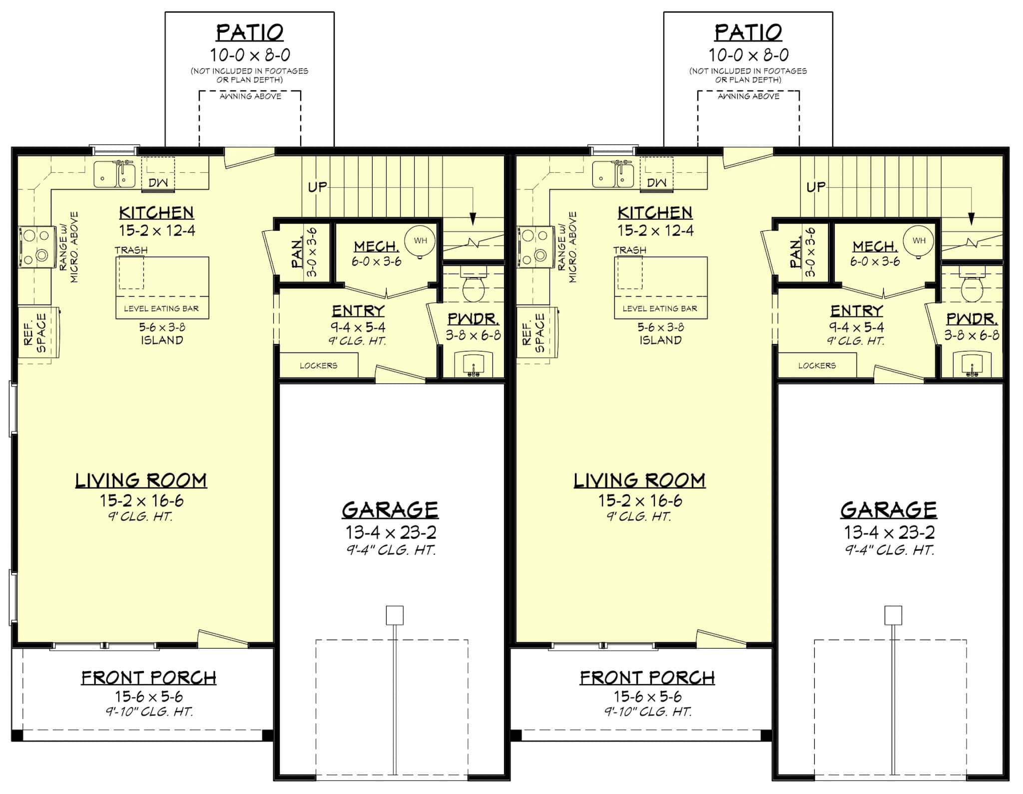 Duplex/Multi-Unit House Plan #142-1516: 3 Bedrm, 3162 Sq Ft Per Unit Home