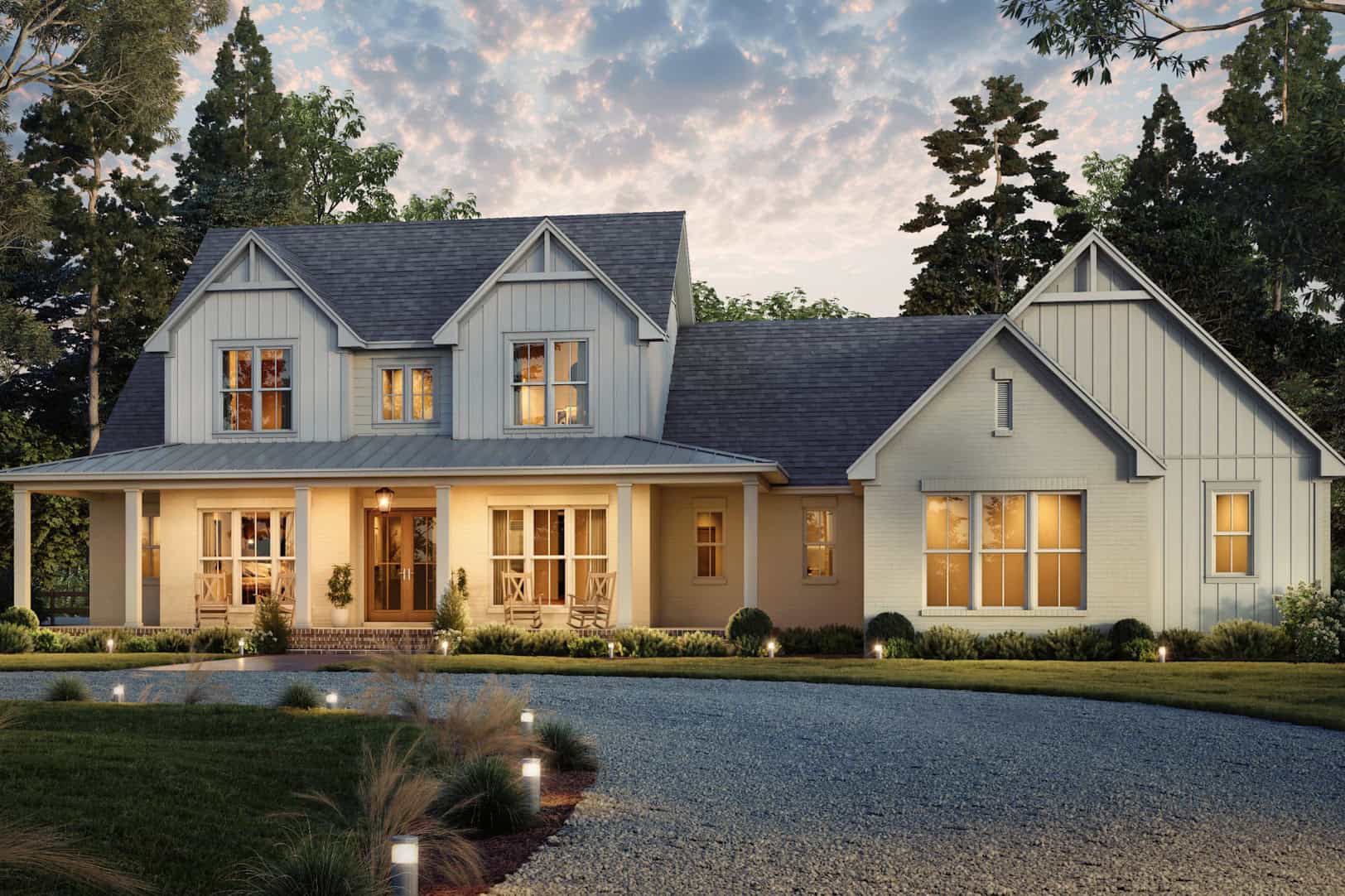 5-Bedroom, 3500 Sq Ft Modern Farmhouse House Plan - 142-1542 - Front Exterior