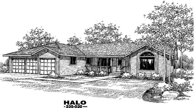 4-Bedroom, 2223 Sq Ft Ranch House Plan - 145-1024 - Front Exterior