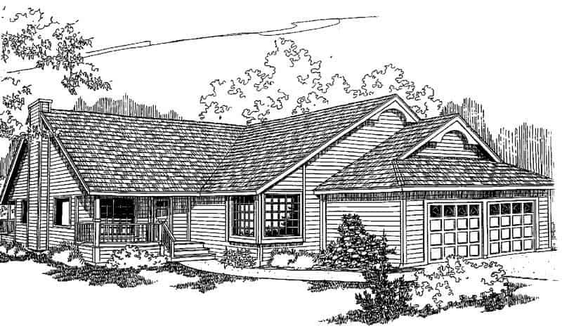 3-Bedroom, 1630 Sq Ft Ranch House Plan - 145-1100 - Front Exterior