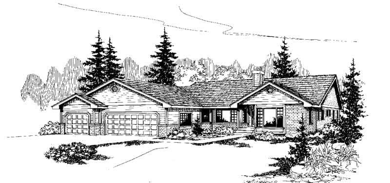 3-Bedroom, 2385 Sq Ft Ranch House Plan - 145-1101 - Front Exterior