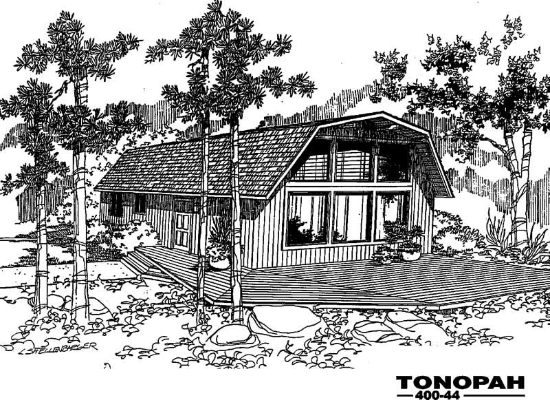 3-Bedroom, 1260 Sq Ft Log Cabin House Plan - 145-1154 - Front Exterior