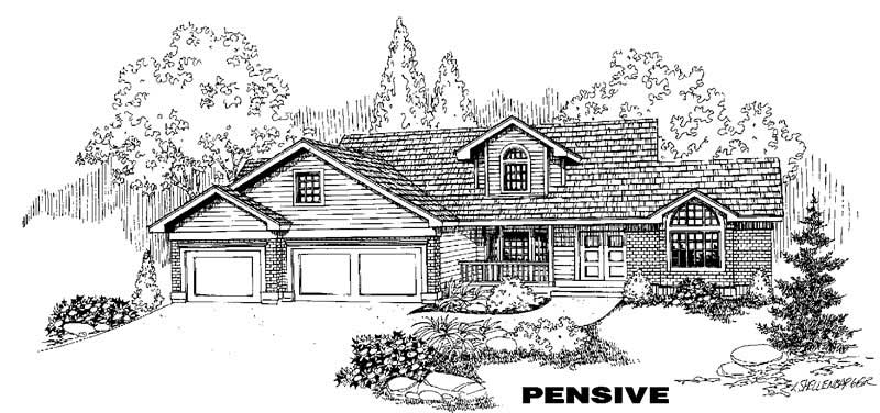 4-Bedroom, 2714 Sq Ft Traditional House Plan - 145-1217 - Front Exterior