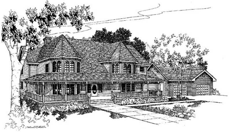 4-Bedroom, 3345 Sq Ft Farmhouse House Plan - 145-1404 - Front Exterior