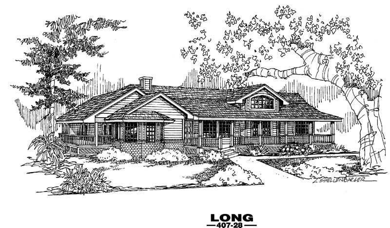 3-Bedroom, 1820 Sq Ft Country House Plan - 145-1448 - Front Exterior
