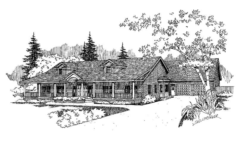 4-Bedroom, 2533 Sq Ft Country House Plan - 145-1574 - Front Exterior