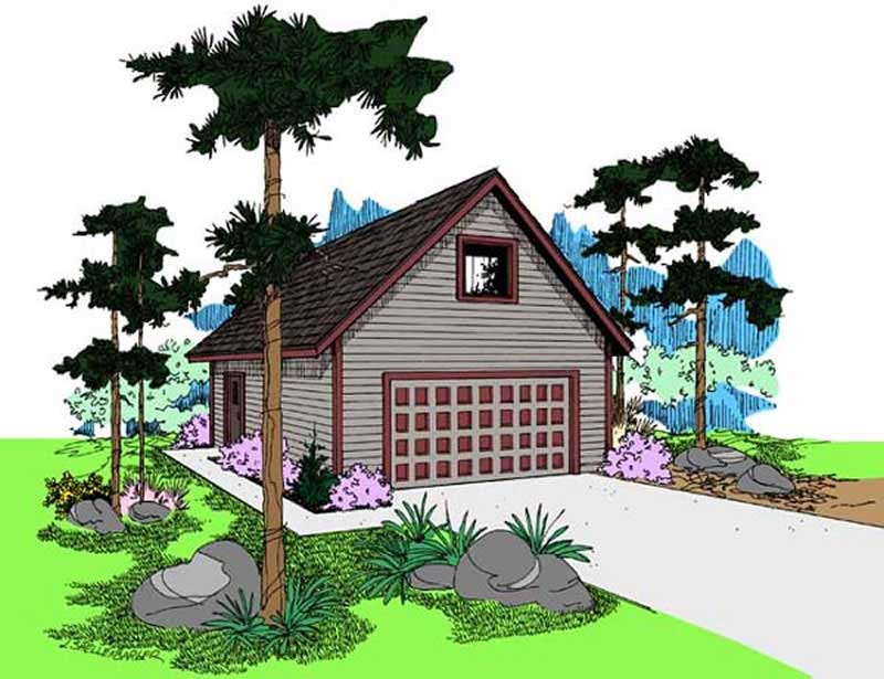 0-Bedroom, 545 Sq Ft Garage House Plan - 145-1582 - Front Exterior