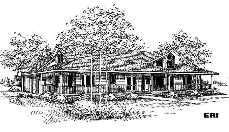 3-Bedroom, 2592 Sq Ft Country House Plan - 145-1640 - Front Exterior