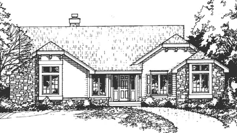2-Bedroom, 1979 Sq Ft Bungalow House Plan - 146-1295 - Front Exterior