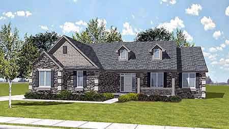 3-Bedroom, 1951 Sq Ft Craftsman House Plan - 146-1608 - Front Exterior