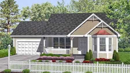 2-Bedroom, 947 Sq Ft Country House Plan - 146-1622 - Front Exterior