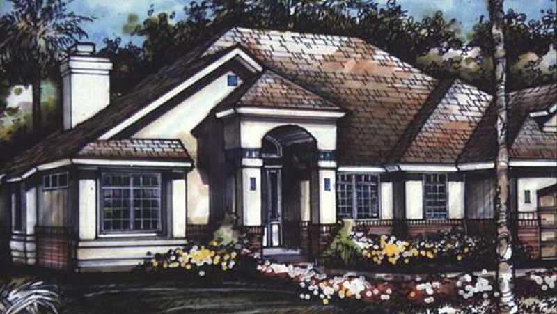2-Bedroom, 2667 Sq Ft European House Plan - 146-1834 - Front Exterior