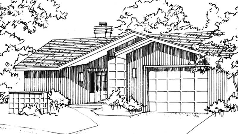 1-Bedroom, 843 Sq Ft Modern House Plan - 146-1864 - Front Exterior