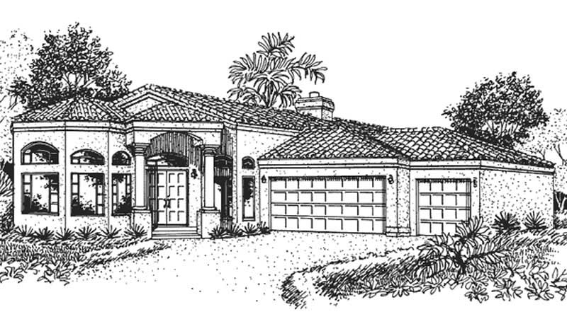 3-Bedroom, 2508 Sq Ft Florida Style House Plan - 146-1950 - Front Exterior