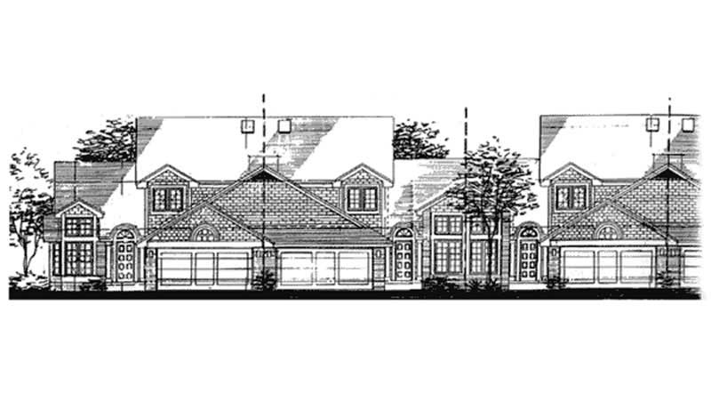 3-Bedroom, 1765 Sq Ft Duplex/Multi-Unit House Plan - 146-1954 - Front Exterior