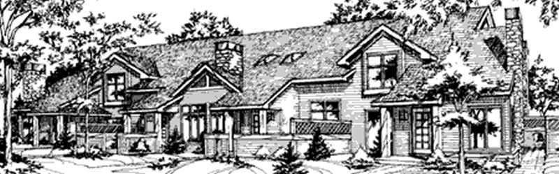 1-Bedroom, 1001 Sq Ft Duplex/Multi-Unit House Plan - 146-2034 - Front Exterior
