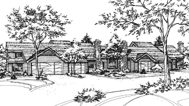 1-Bedroom, 1135 Sq Ft Duplex/Multi-Unit House Plan - 146-2044 - Front Exterior