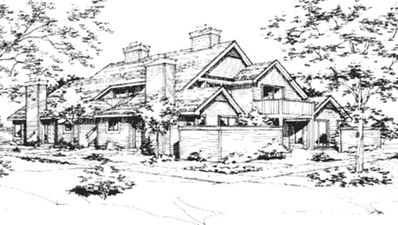 1-Bedroom, 658 Sq Ft Duplex/Multi-Unit House Plan - 146-2055 - Front Exterior