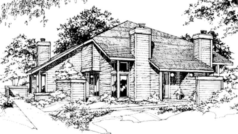 1-Bedroom, 900 Sq Ft Duplex/Multi-Unit House Plan - 146-2116 - Front Exterior