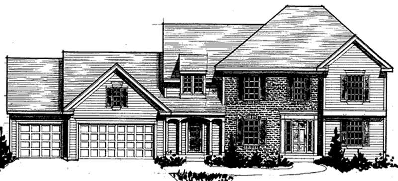 4-Bedroom, 3095 Sq Ft Colonial House Plan - 146-2215 - Front Exterior