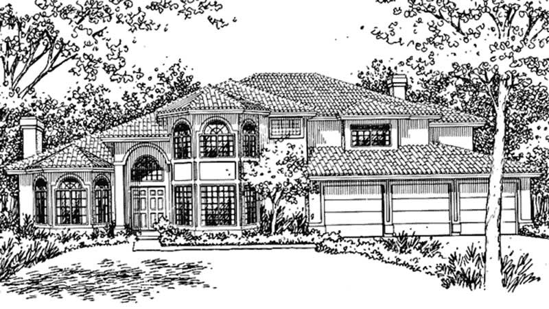 3-Bedroom, 3070 Sq Ft Florida Style House Plan - 146-2385 - Front Exterior