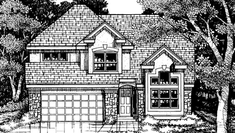3-Bedroom, 1676 Sq Ft European House Plan - 146-2496 - Front Exterior