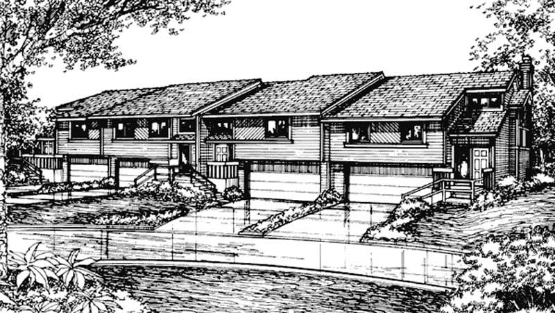 2-Bedroom, 1219 Sq Ft Duplex/Multi-Unit House Plan - 146-2685 - Front Exterior