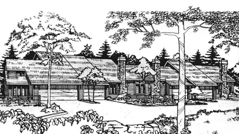 1-Bedroom, 1135 Sq Ft Duplex/Multi-Unit House Plan - 146-2743 - Front Exterior