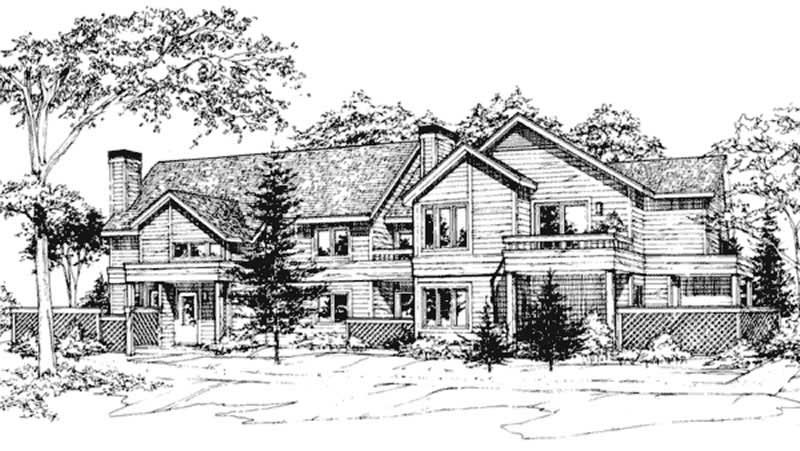 1-Bedroom, 921 Sq Ft Duplex/Multi-Unit House Plan - 146-2756 - Front Exterior